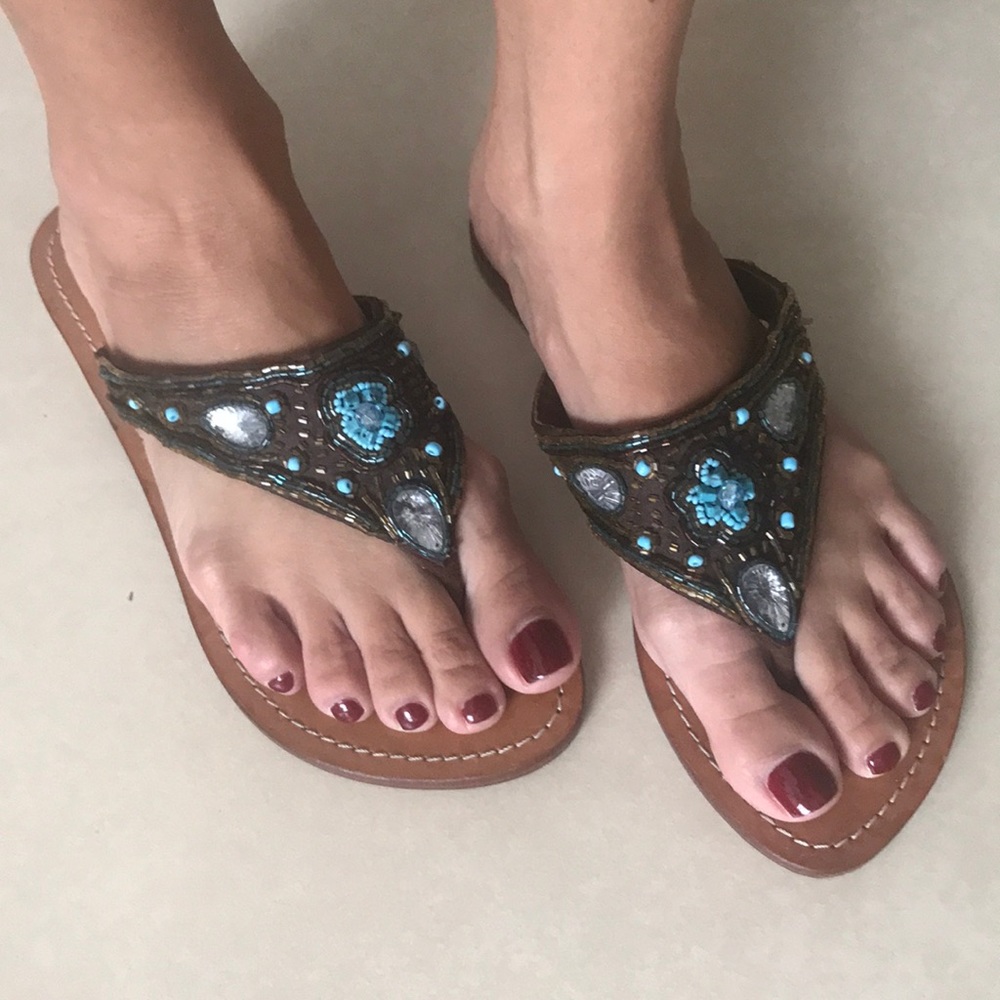 Mystique Sandals with Brown Aqua beading 8